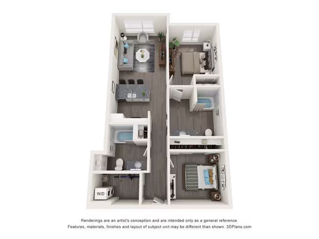Urban 2 Bedrooms A 627 floor plan