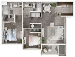 2 Bedroom, 2 Bath C207 floor plan