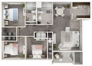3 Bedroom, 2 Bath C201 floor plan