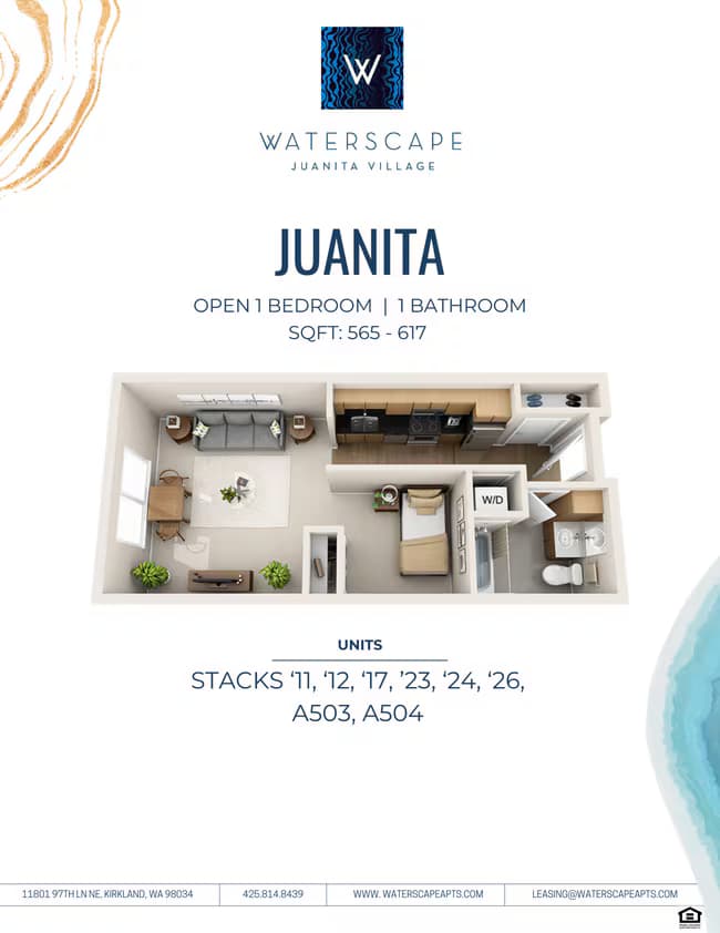 0BR/1BA A224 floor plan