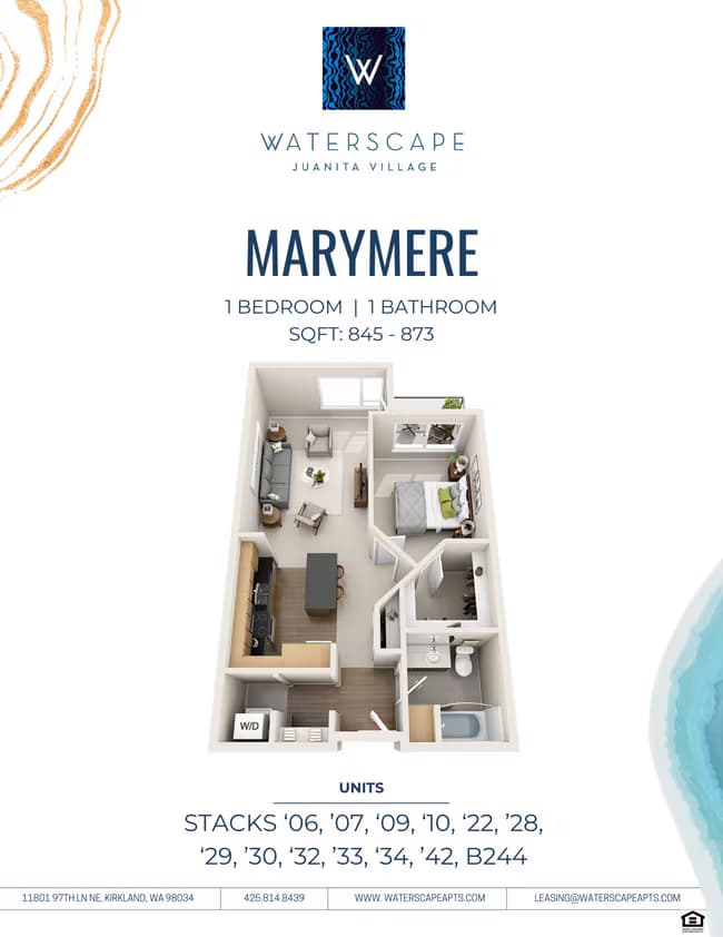 1BR/1BA A229 floor plan