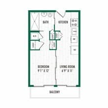 1x1 A 1006 floor plan
