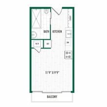 Studio A 0303 floor plan