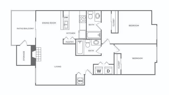 Two Bedroom / Two Bath Renovated L303 floor plan
