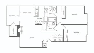 Two Bedroom / Two Bath Renovated Q204 floor plan