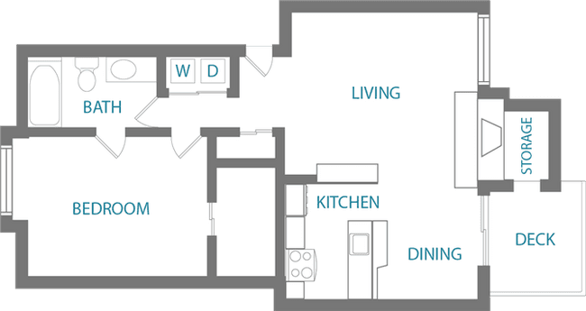 1 Bed 1 Bath 0822 floor plan