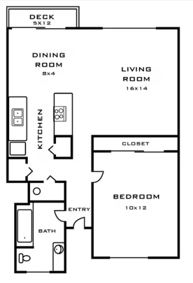 1x1 Renovated B 210 floor plan