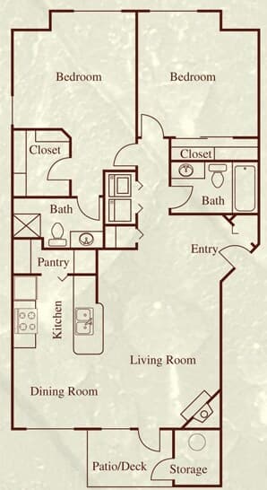 2 Bed 2 Bath E202 floor plan