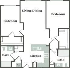 2 Bed/2 Bath F D-511 floor plan
