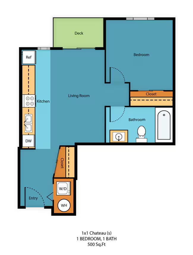 One Bedroom One Bath A_A103 floor plan