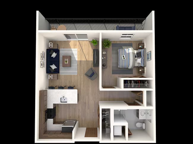 One Bedroom 361 floor plan