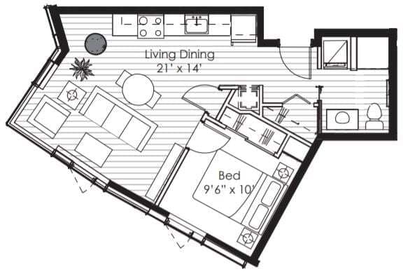 1x1 I S-1614 floor plan