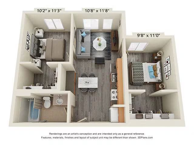 2 Bedroom 50 Percent AMI 622 floor plan