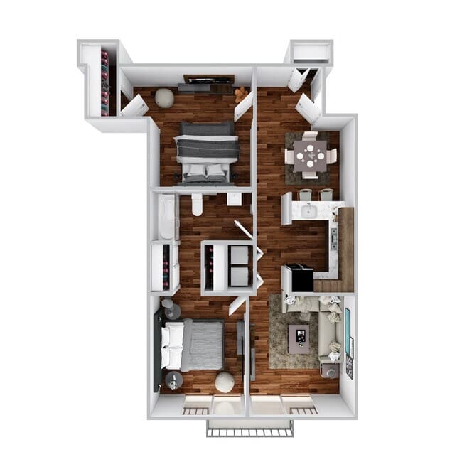 Two Bedroom One Bath 107 floor plan