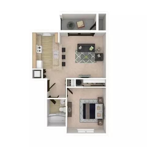 One Bedroom One Bath - 535 - Renovated A304 floor plan