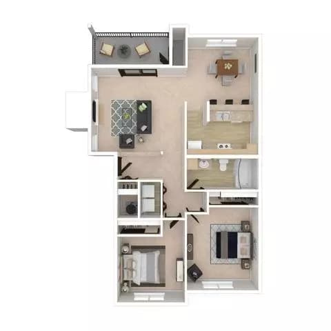 Two Bedroom One Bath - 922 - Renovated L204 floor plan