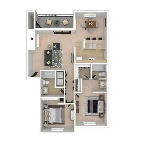 Two Bedroom Two Bath - 992 R302 floor plan