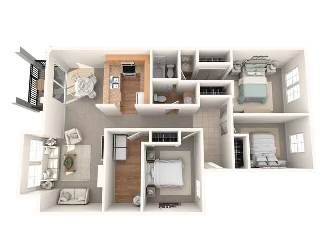 3 Bedroom 1.5 Bath E124 floor plan