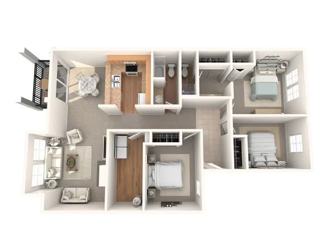 3 Bedroom 2 Bath C129 floor plan