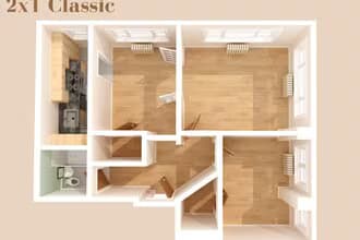 2 Bed, 1 Bath Classic Renovated Private Bedroom floor plan