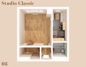 Studio Classic Renovated Private Bedroom floor plan