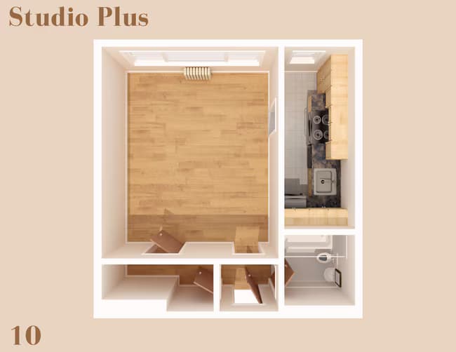 Studio Plus Renovated Private Bedroom floor plan