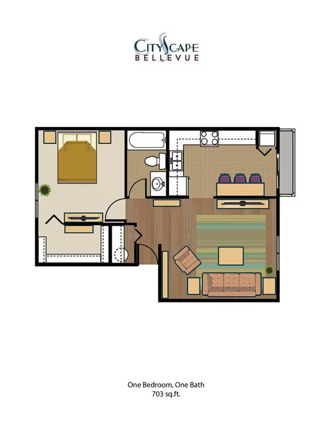 Garden Style - 1 bed, 1 bath 505-F3 floor plan