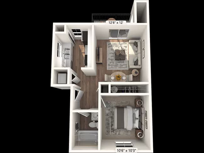 1 BED 1 BATH A E204 floor plan