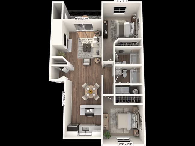 2 BED 2 BATH U304 floor plan