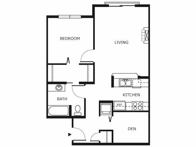 1 Bed 1 Bath A6 307 floor plan