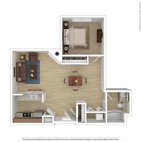 1 Bed 1 Bath A5 301 floor plan