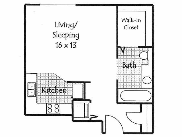 Studio 1 Bath S1 220 floor plan