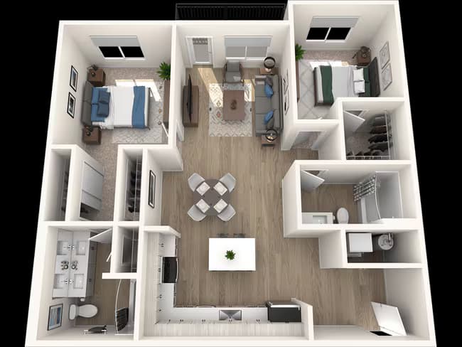 2x2 Bedroom C2-B G110 floor plan