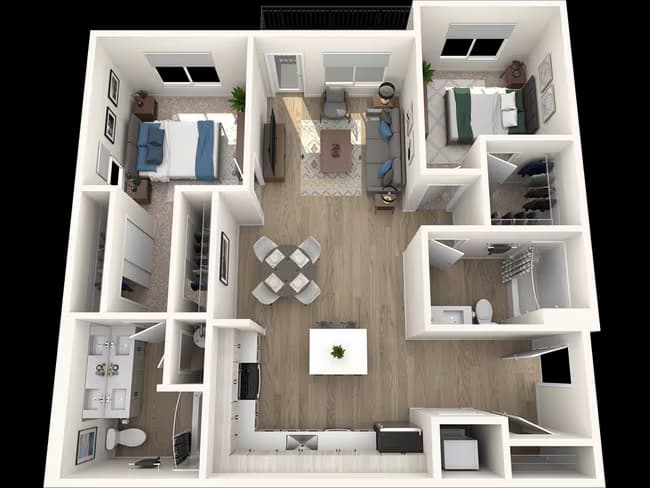 2x2 Bedroom C3-B C108 floor plan