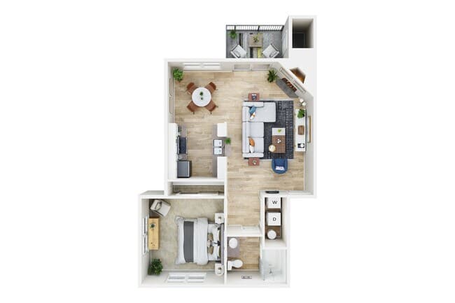 One Bed One Bath floor plan