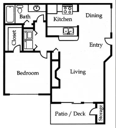 1 Bed 1 Bath R101 floor plan