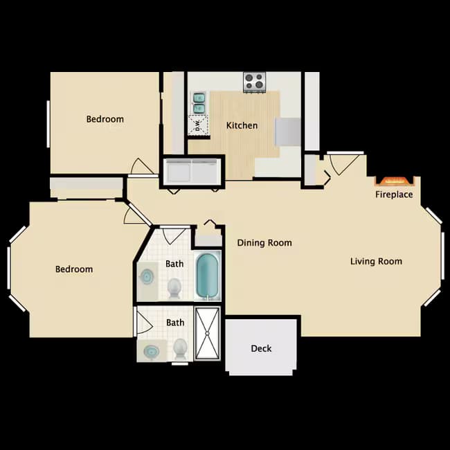 Two Bedroom Two Bath floor plan