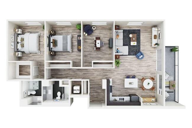 3 BED, 2 BATH A 0302 floor plan