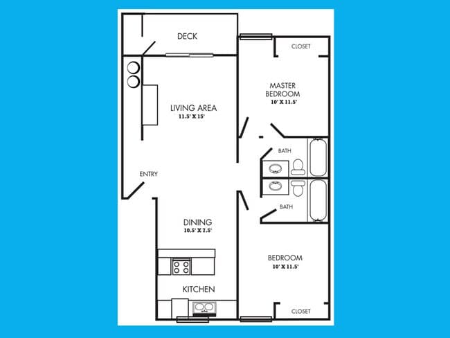Two Bedroom, Two Bath E204 floor plan