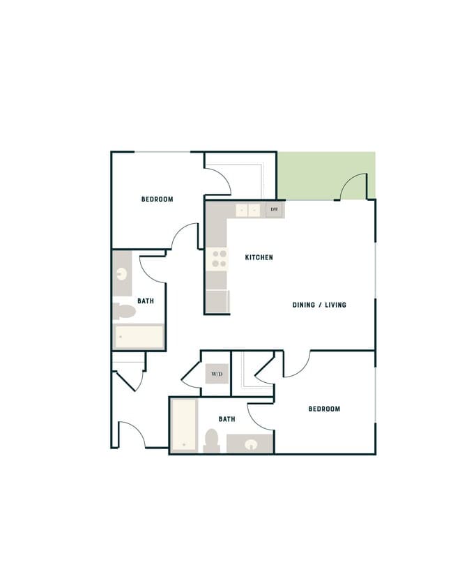 2 Bed, 2 Bath - East Apt A East-501 floor plan