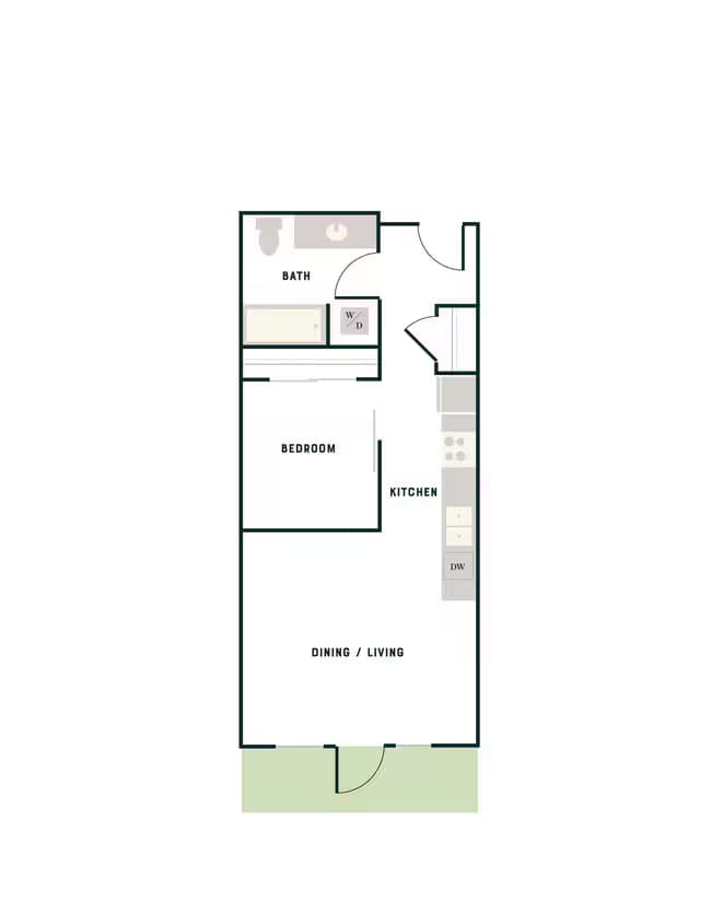 Open 1 Bed, 1 Bath - East Apt B East-226 floor plan