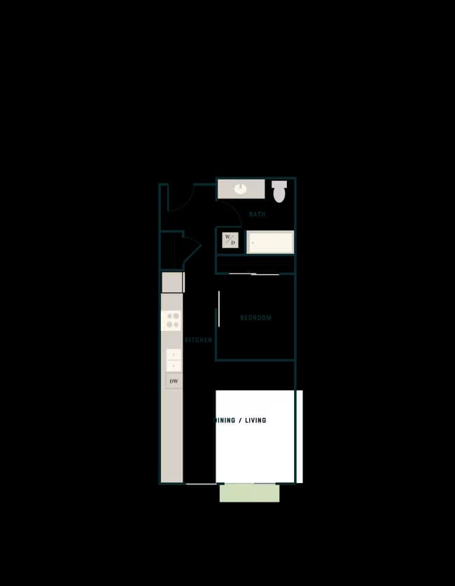 Open 1 Bed, 1 Bath - West Apt B West-421 floor plan
