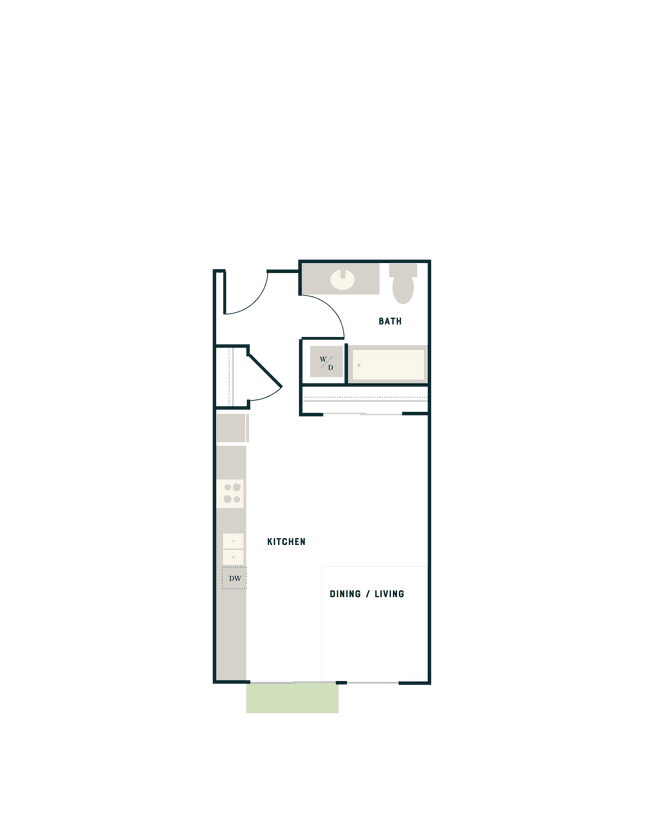 Studio, 1 Bath - West Apt A West-445 floor plan