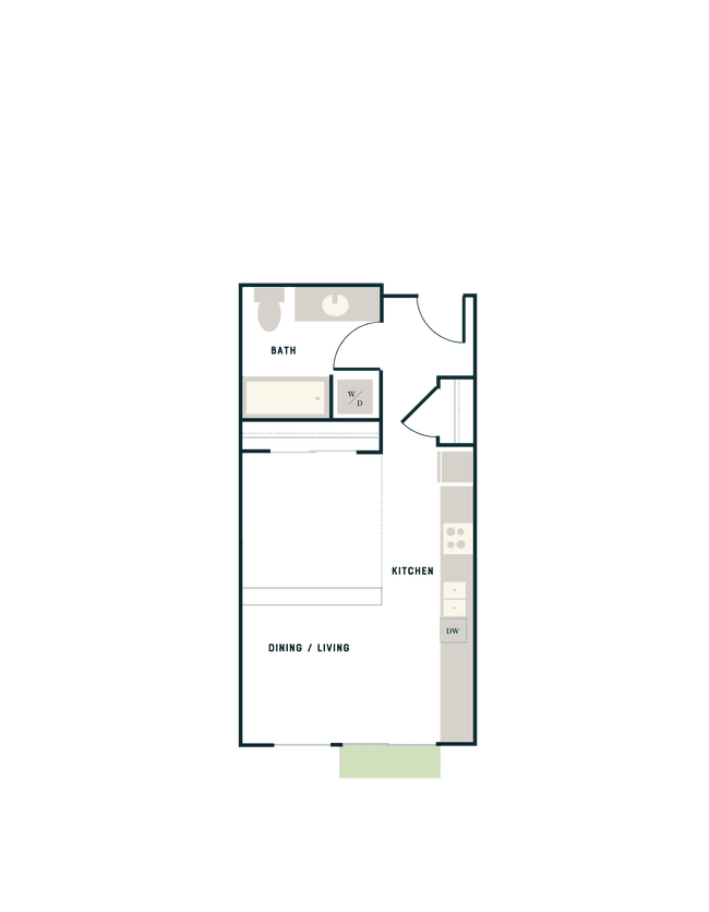Studio, 1 Bath - West Apt C West-442 floor plan