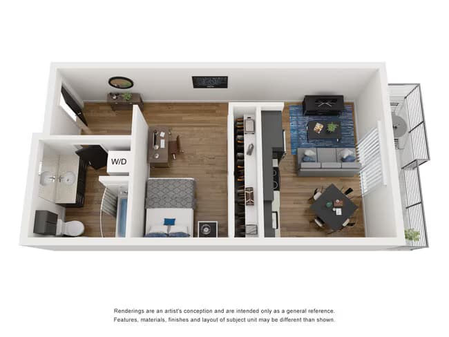 Open One Bedroom 214 floor plan