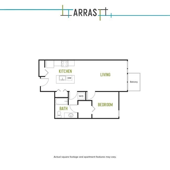 One Bed One Bath E 2 1-913 floor plan