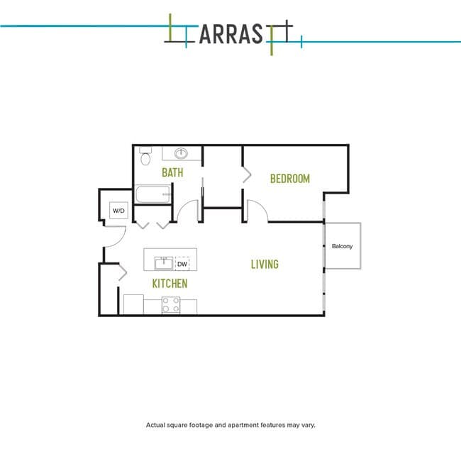 One Bed One Bath H 1 2-304 floor plan