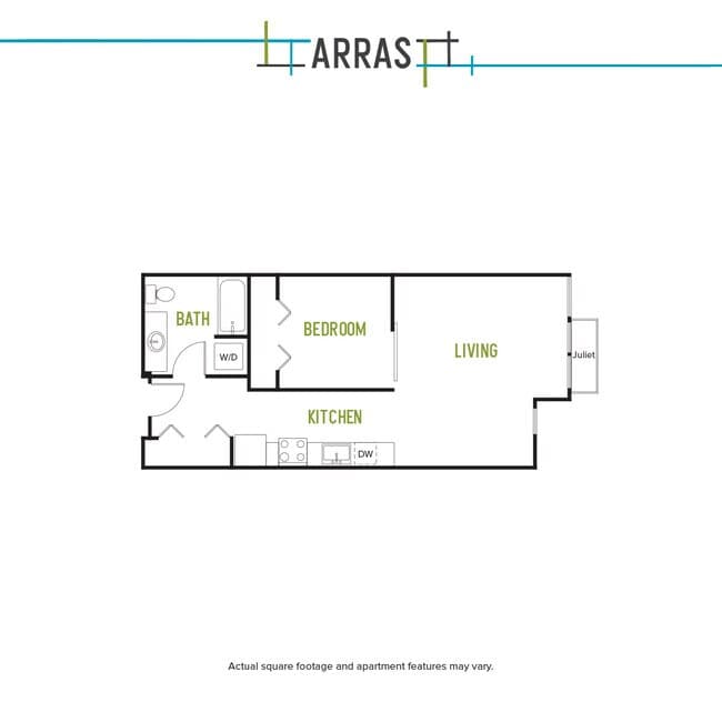 One Bed One Bath N1 2-613 floor plan