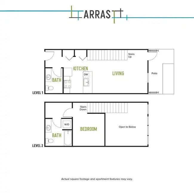 One Bed One Half Bath J 1 1-103 floor plan