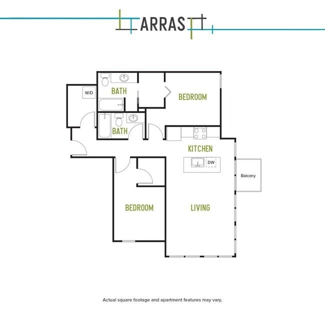 Two Bed Two Bath C 1 1-612 floor plan